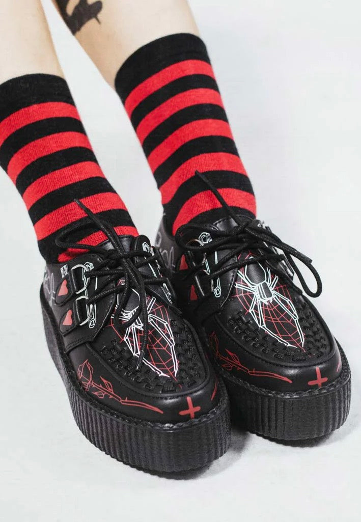 T.U.K. x Eliza Sidney - Viva High Sole Black Skull Print - Girl