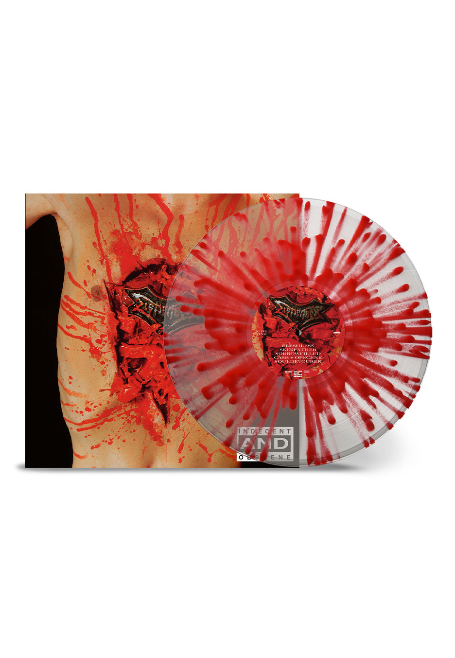 Dismember - Indecent & Obscene Ltd. Clear/Red - Splattered Vinyl
