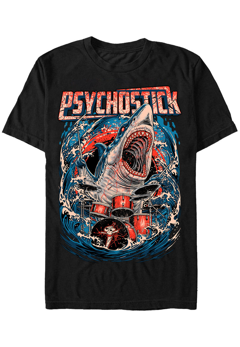Psychostick Drum Shark Camiseta