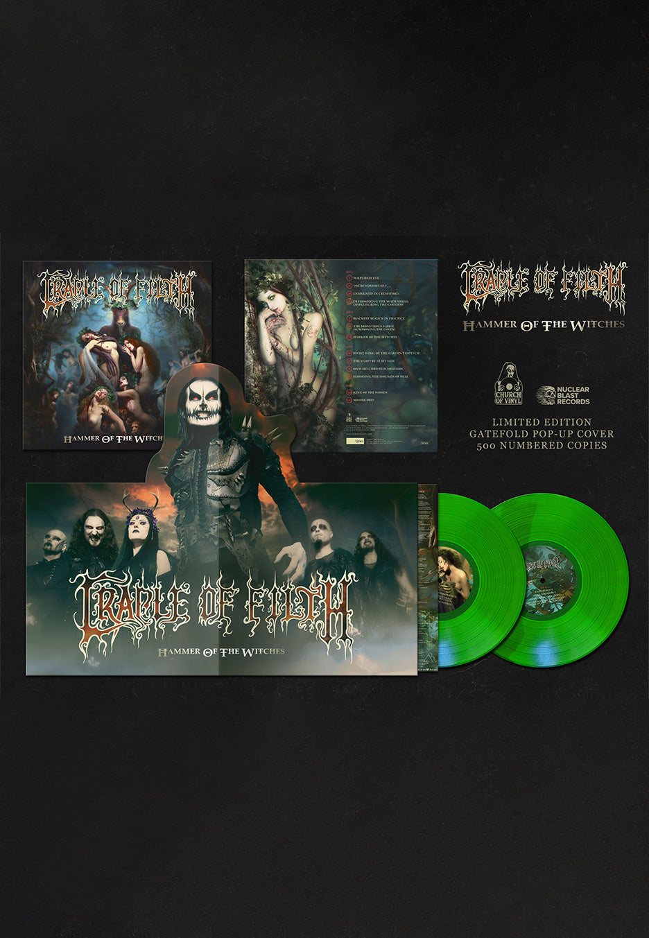 Cradle Of Filth - Hammer Of The Witches Ltd. Green - 2 Colored Vinyl PopUp Cover | Neutral-Image