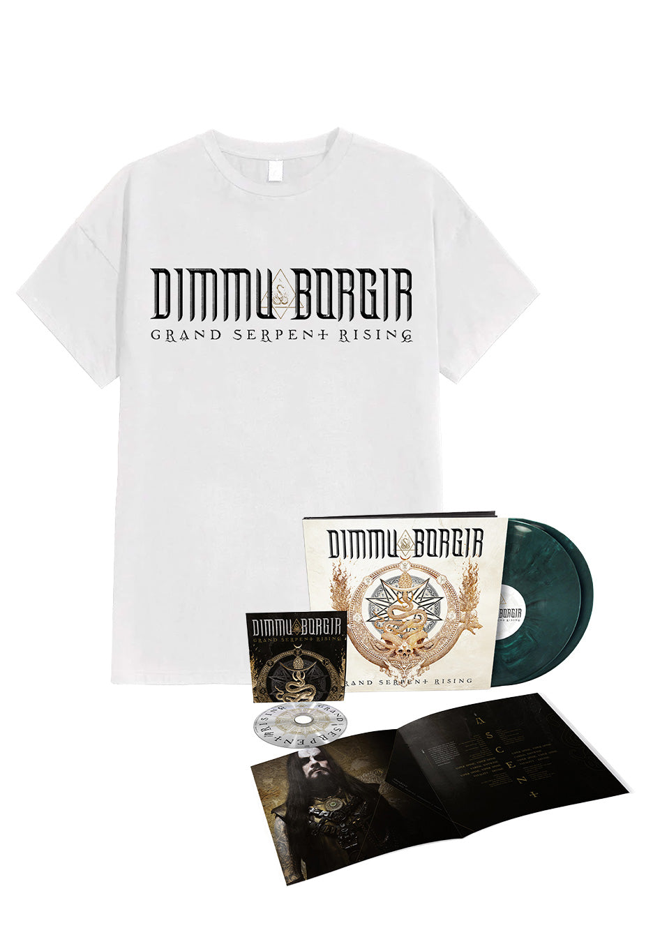 Dimmu Borgir - Grand Serpent Rising - 2LP + 1CD Limited Edition Deluxe Book + Grand Serpent Rising White - T-Shirt