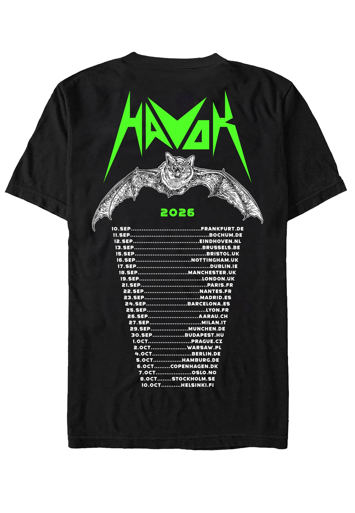 Havok EU Tour 2026 Shirt Camiseta