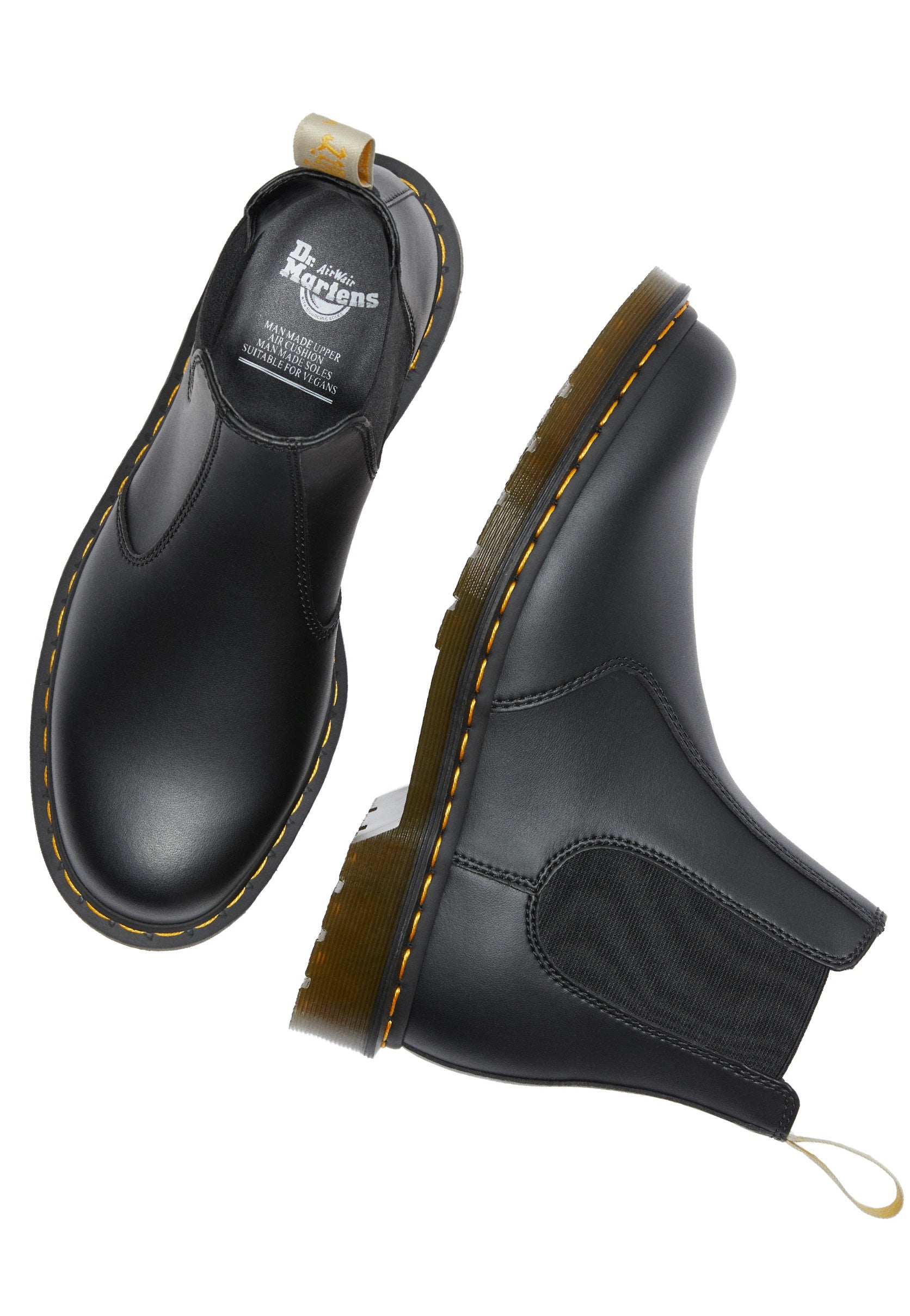 Dr. Martens - Vegan 2976 Chelsea Boots Black Felix Rub Off - Girl Shoes