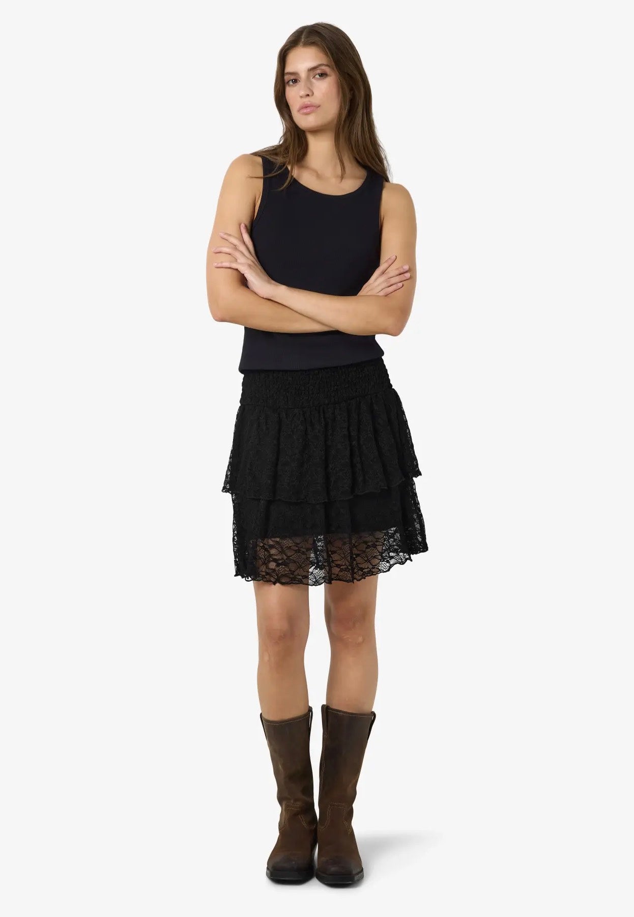 Noisy May - Isabel Short Layered Black Lace - Skirt | Women-Image
