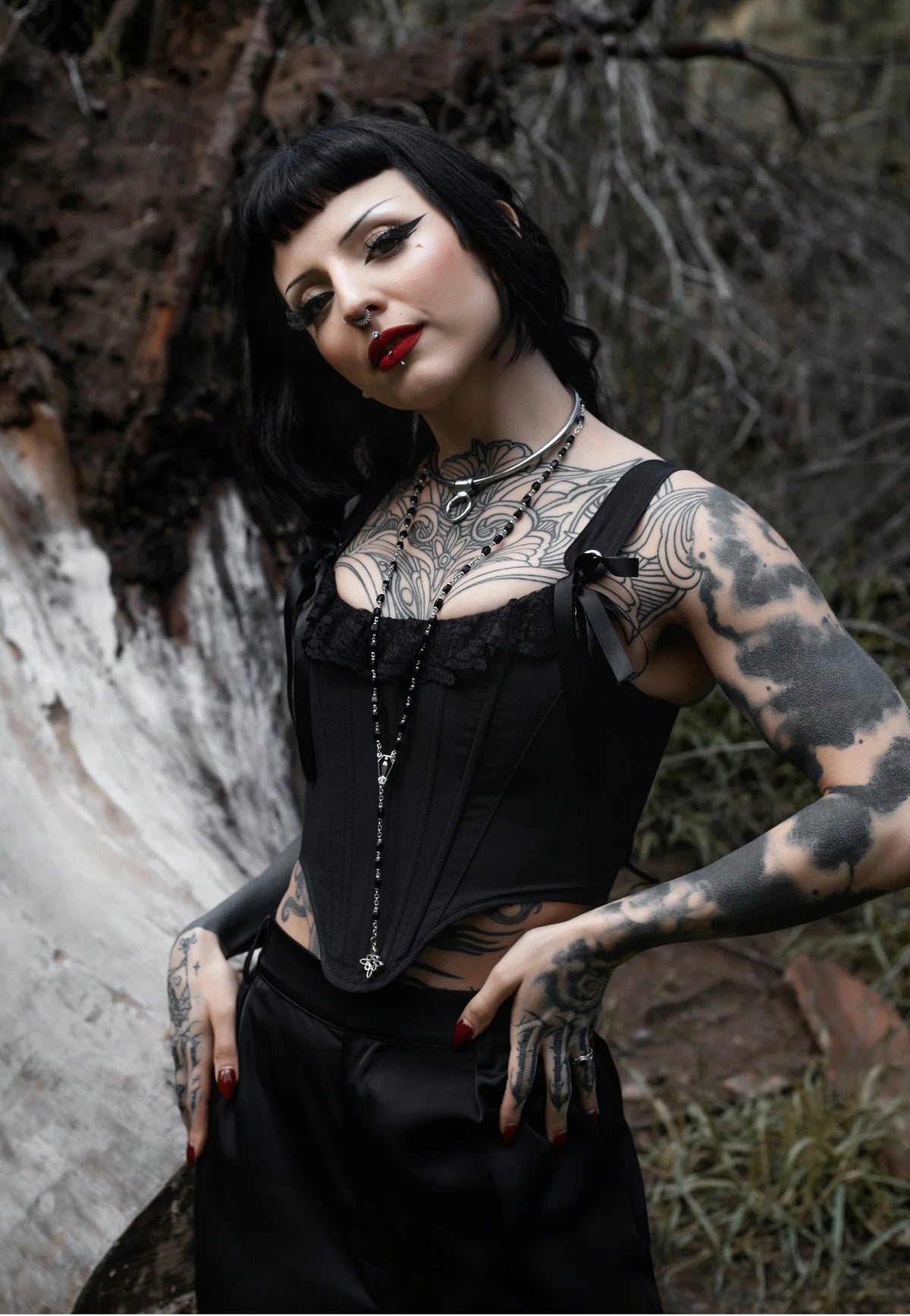 Lively Ghosts Thistlebloom Black Corset
