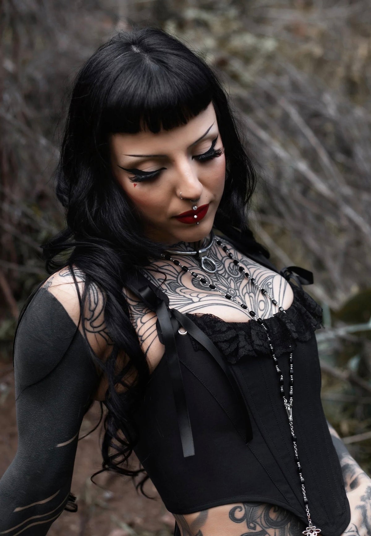 Lively Ghosts Thistlebloom Black Corset