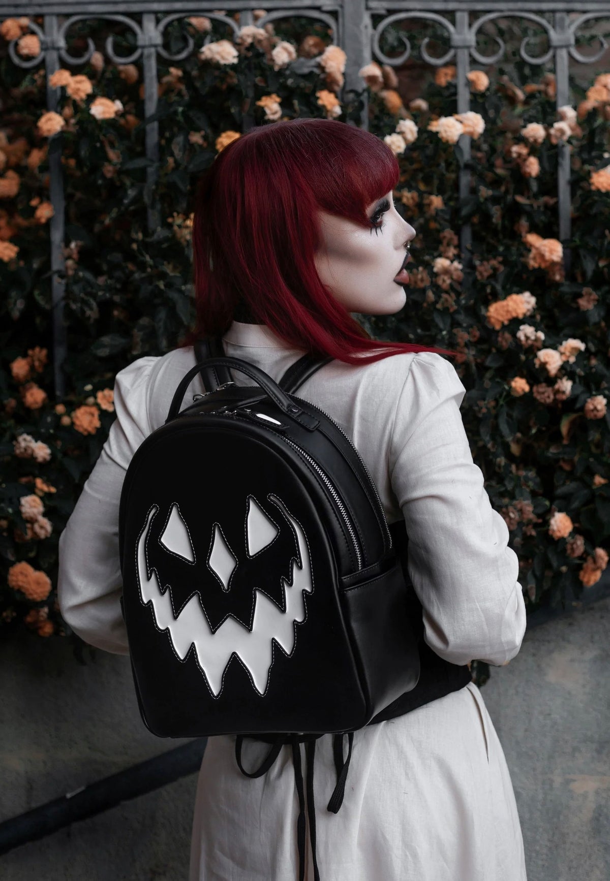 Lively Ghosts Monochrome Haunted Hallows Black Rucksack