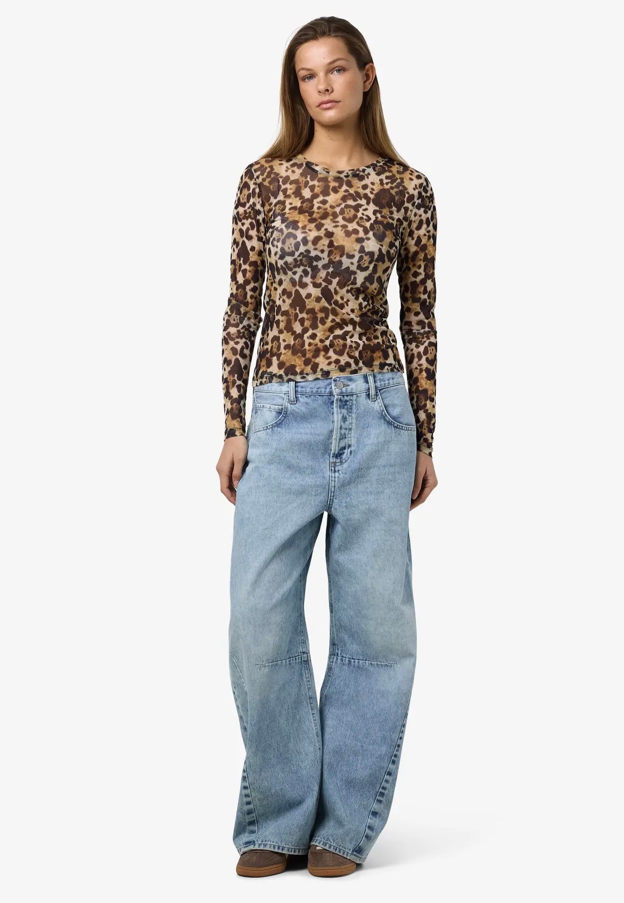 Noisy May - Judith L/S Mesh Black Leo - Top | Women-Image