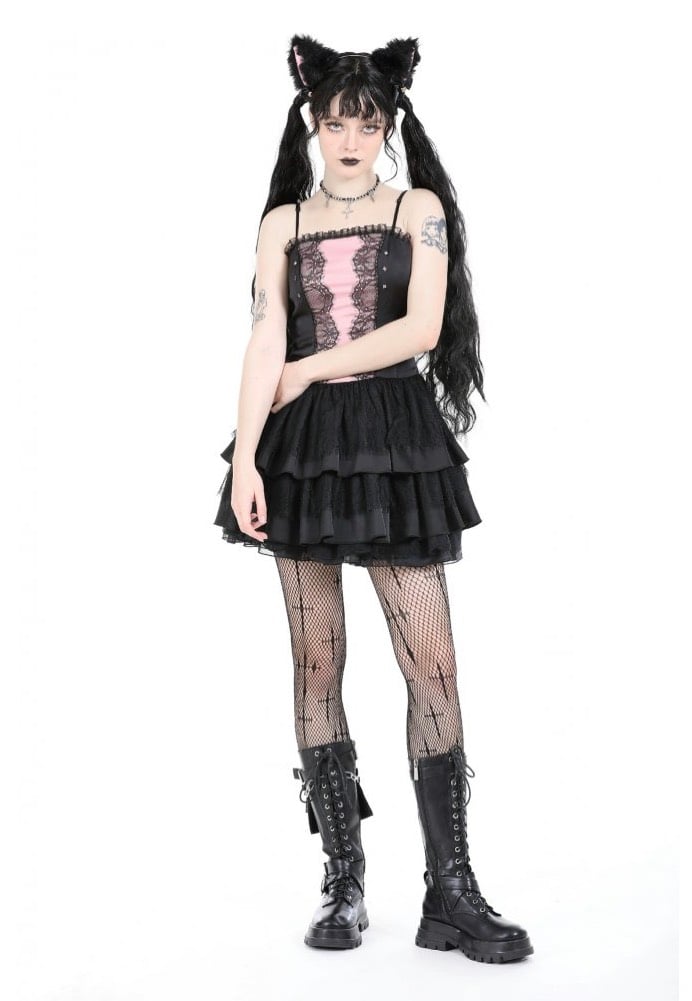 Dark In Love - Black Pink Doll Frilly - Dress