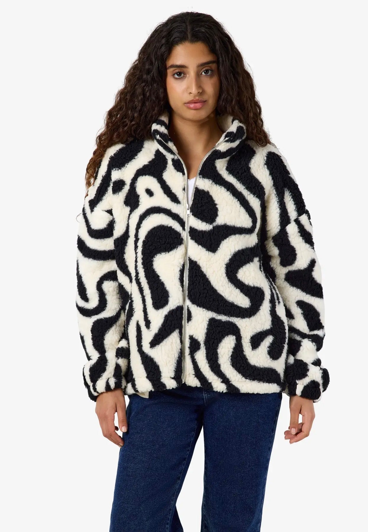 Noisy May - Luca Check Soft Fleece Black - Jacket | Women-Image