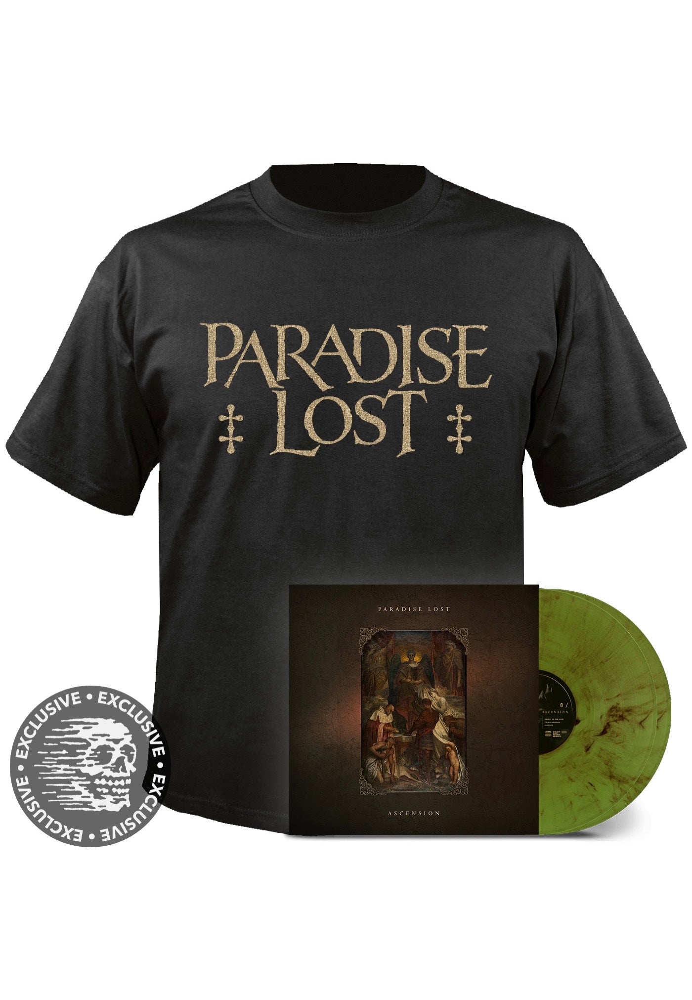 Paradise Lost - Ascension Ltd. Olive/Brown - Marbled 2 Vinyl + Exclusive Gold Logo - T-Shirt