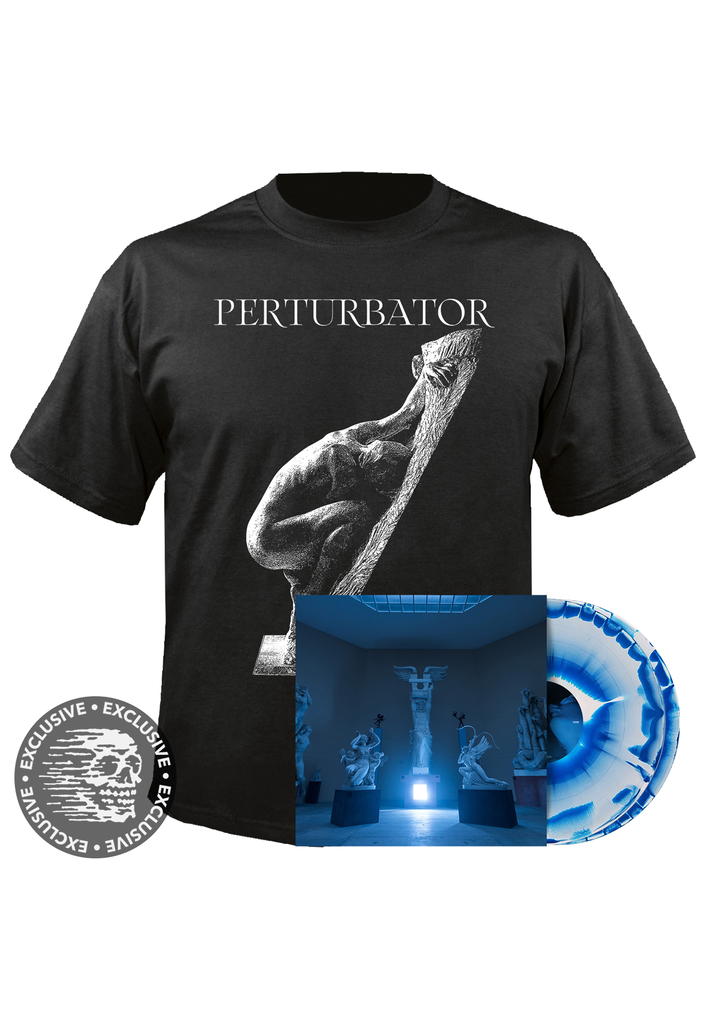 Perturbator - Age Of Aquarius Ltd. White/ Sky Blue Inkspot + Statue - T-Shirt
