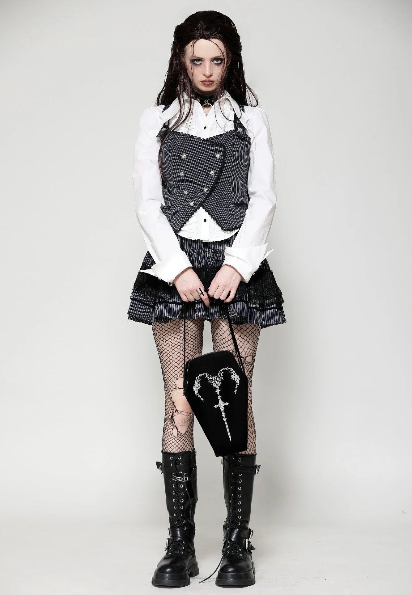 Dark In Love - Horn Embroidery Coffin - Bag | Neutral-Image