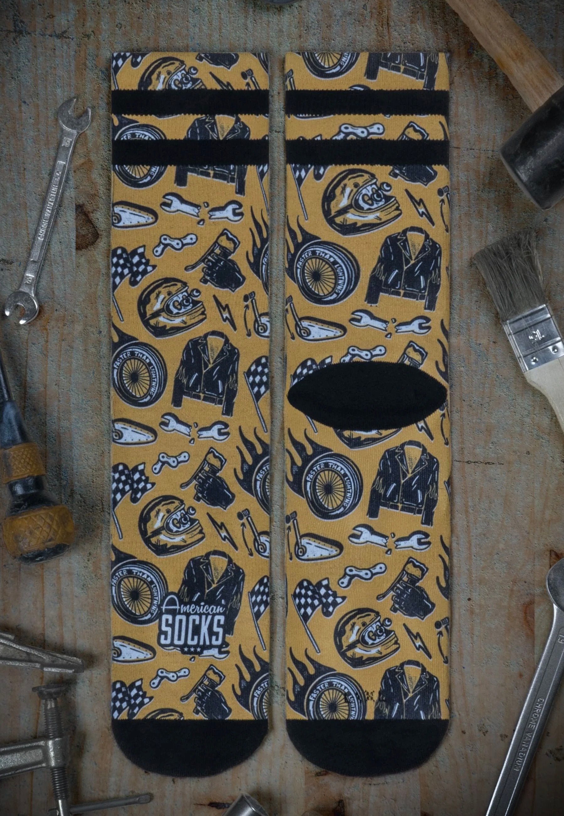 American Socks - Cafe Racer Mid High Yellow - Socks