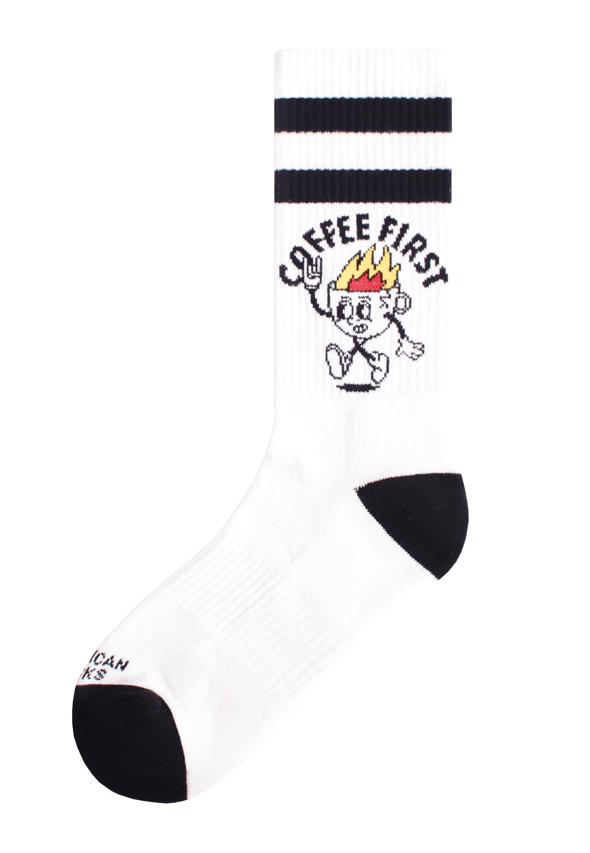 American Socks - Coffee First Mid High White - Socks