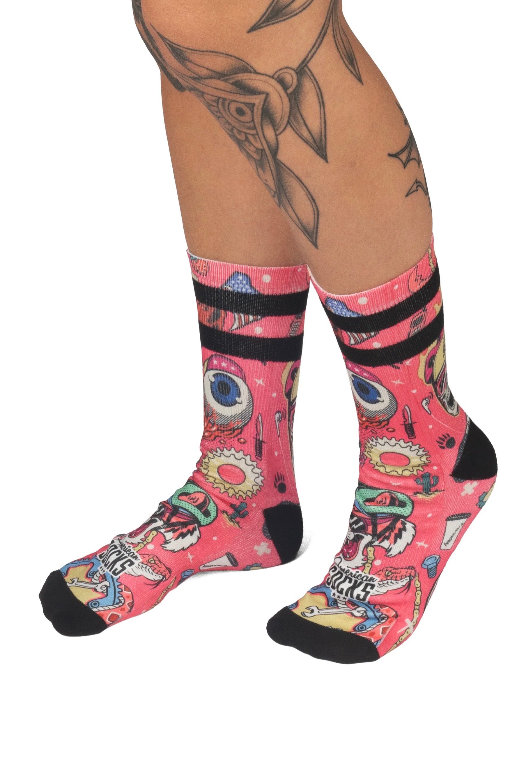 American Socks - Cycling Beast Mid High Pink - Socks