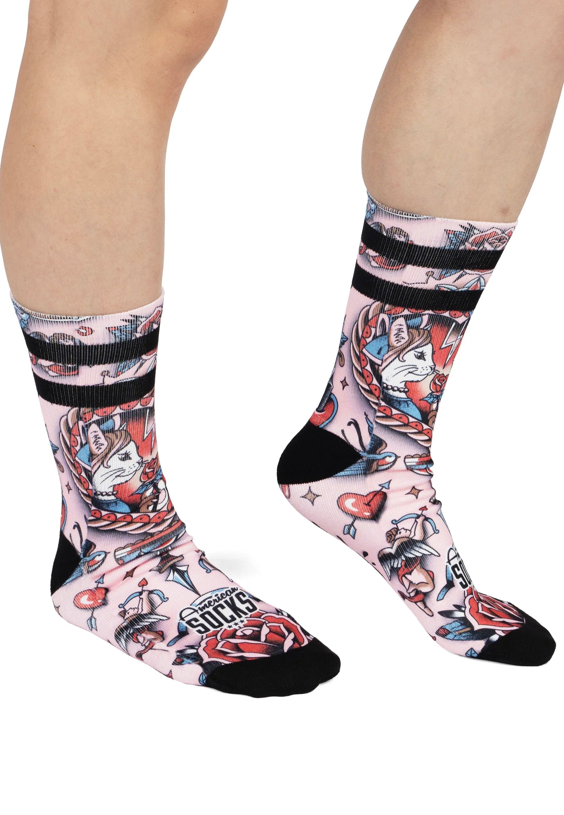 American Socks - Feline Hearts - Socks | Neutral-Image