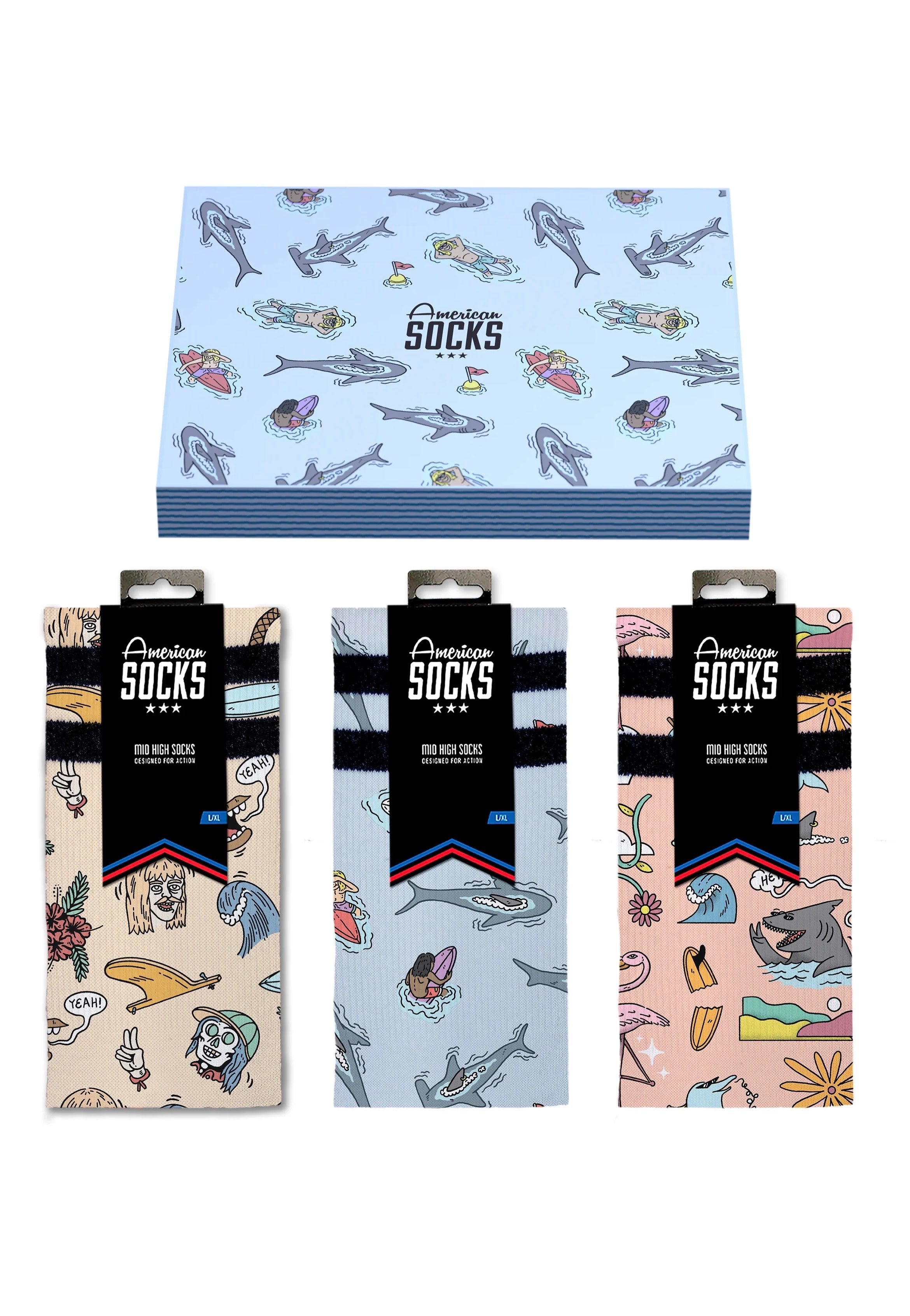 American Socks - Stinky Surfer Socks - Giftbox | Neutral-Image