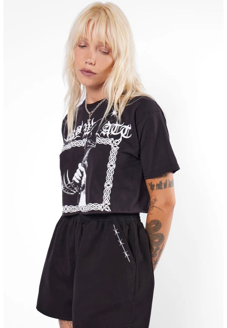 Mary Wyatt - Athame Cropped Cut-Off Tee Black - T-Shirt | Women-Image
