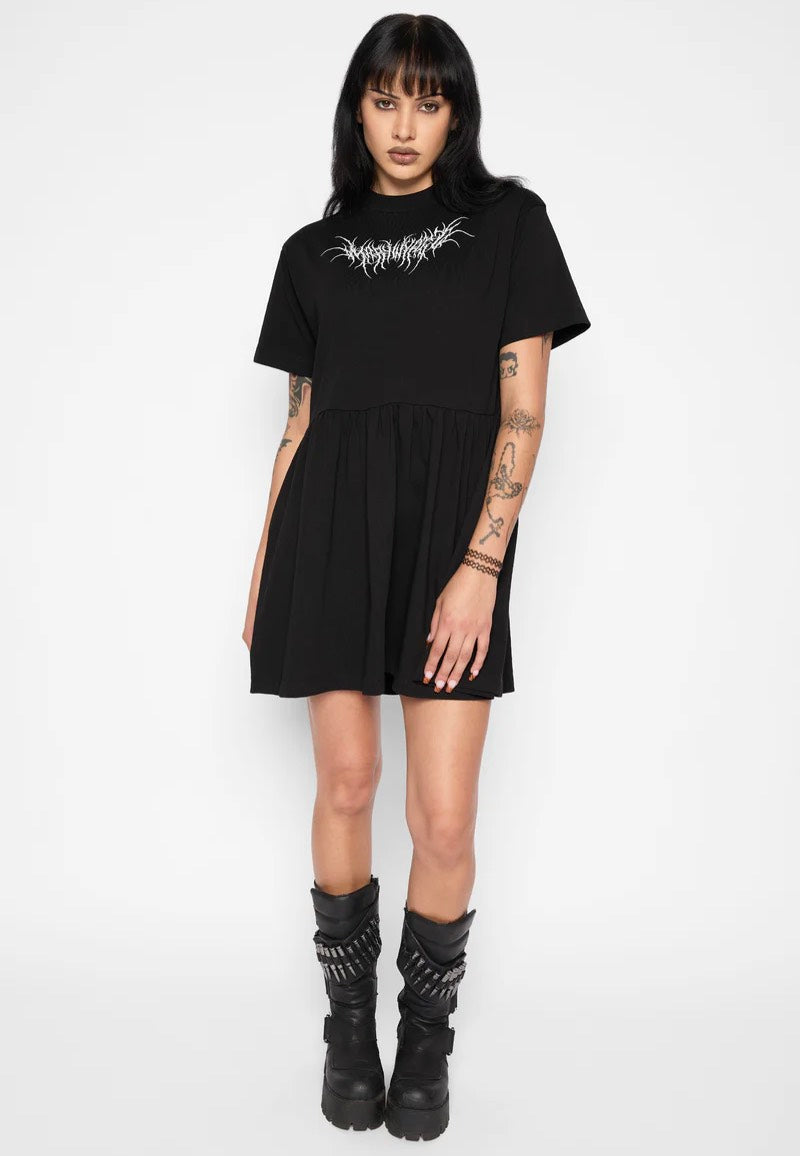 Mary Wyatt Azra Smock Black Vestido
