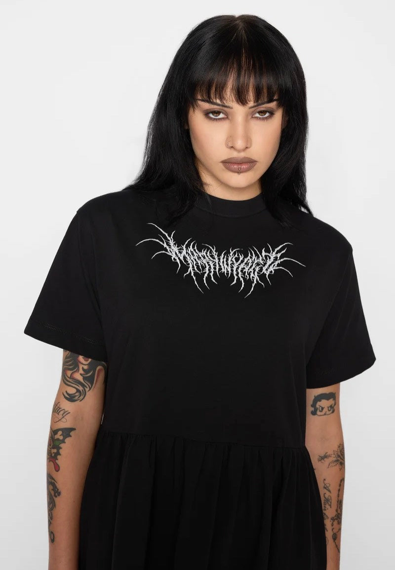 Mary Wyatt Azra Smock Black Vestido