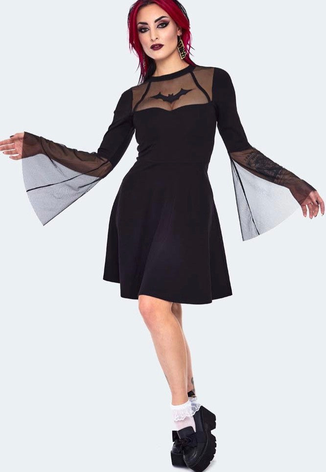 Jawbreaker - Bat Embroidered Mini Black - Dress | Nuclear Blast Jawbreaker - Bat Embroidered Mini Black - Dress | Nuclear Blast