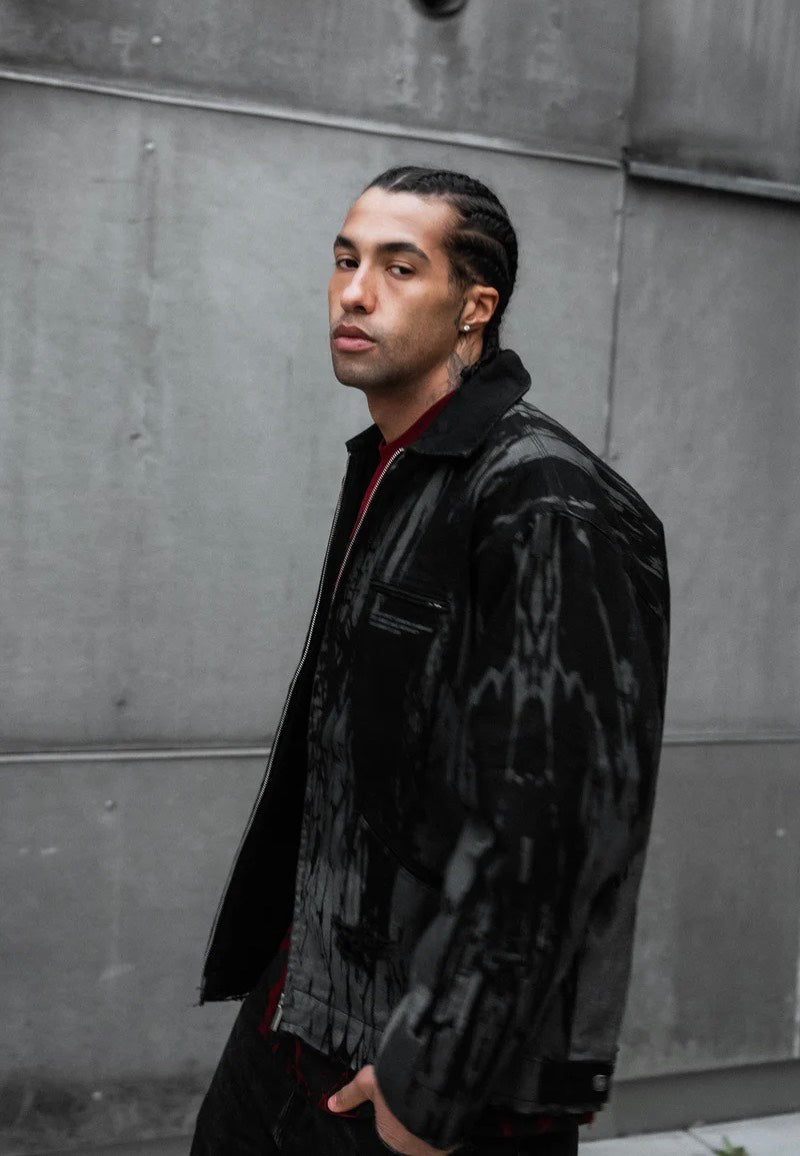 Stay Cold Apparel - Ash Grid Distressed Black - Jeans Jacket | Men-Image