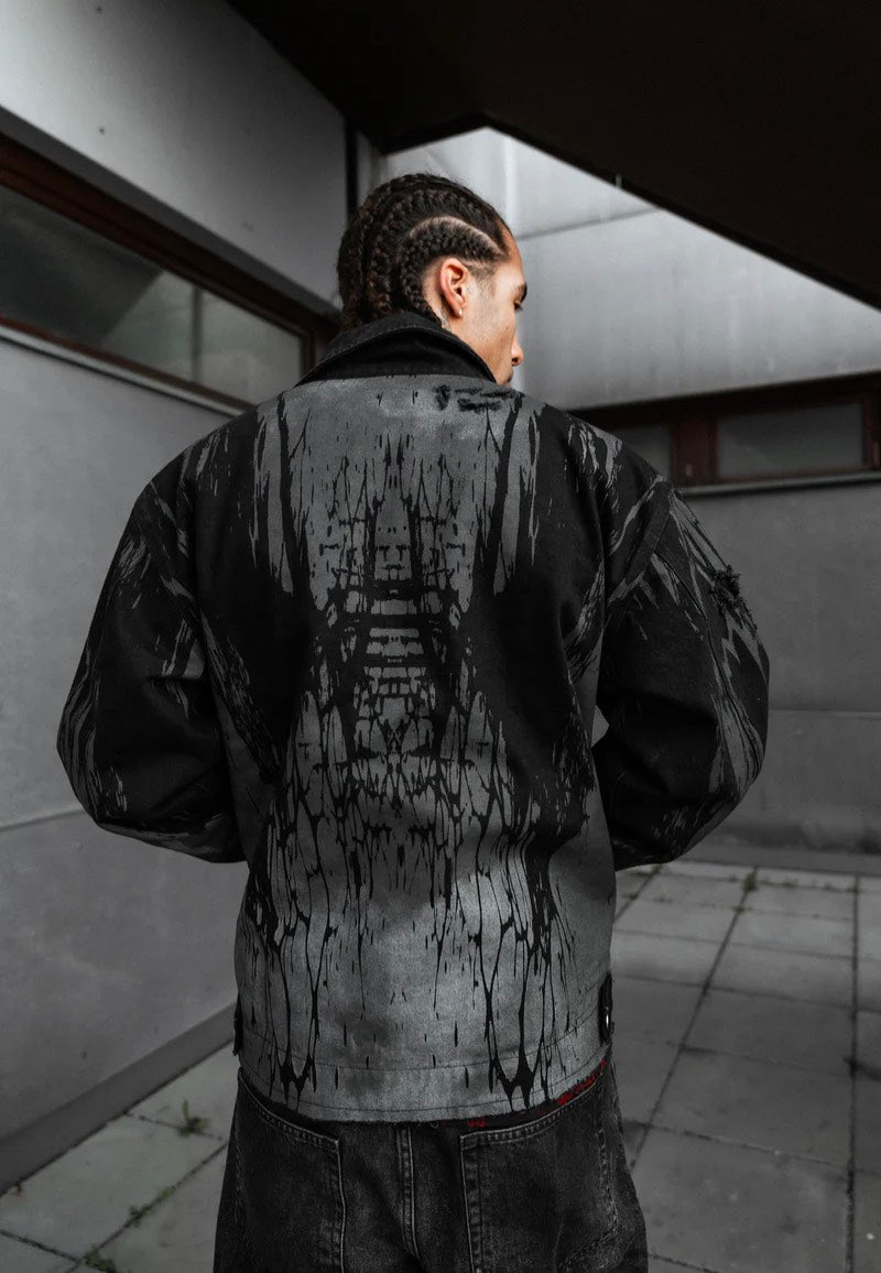 Stay Cold Apparel - Ash Grid Distressed Black - Jeans Jacket | Men-Image