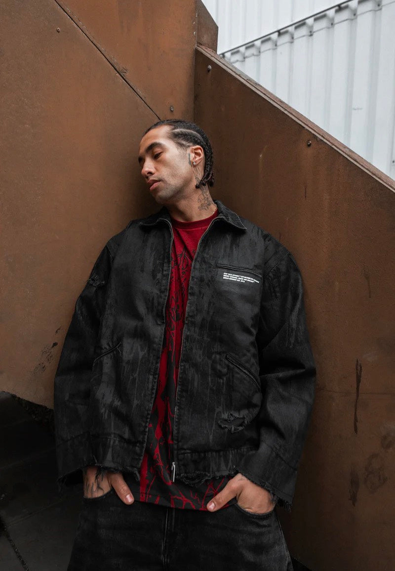 Stay Cold Apparel - Black Anvil Distressed Black - Jeans Jacket | Men-Image