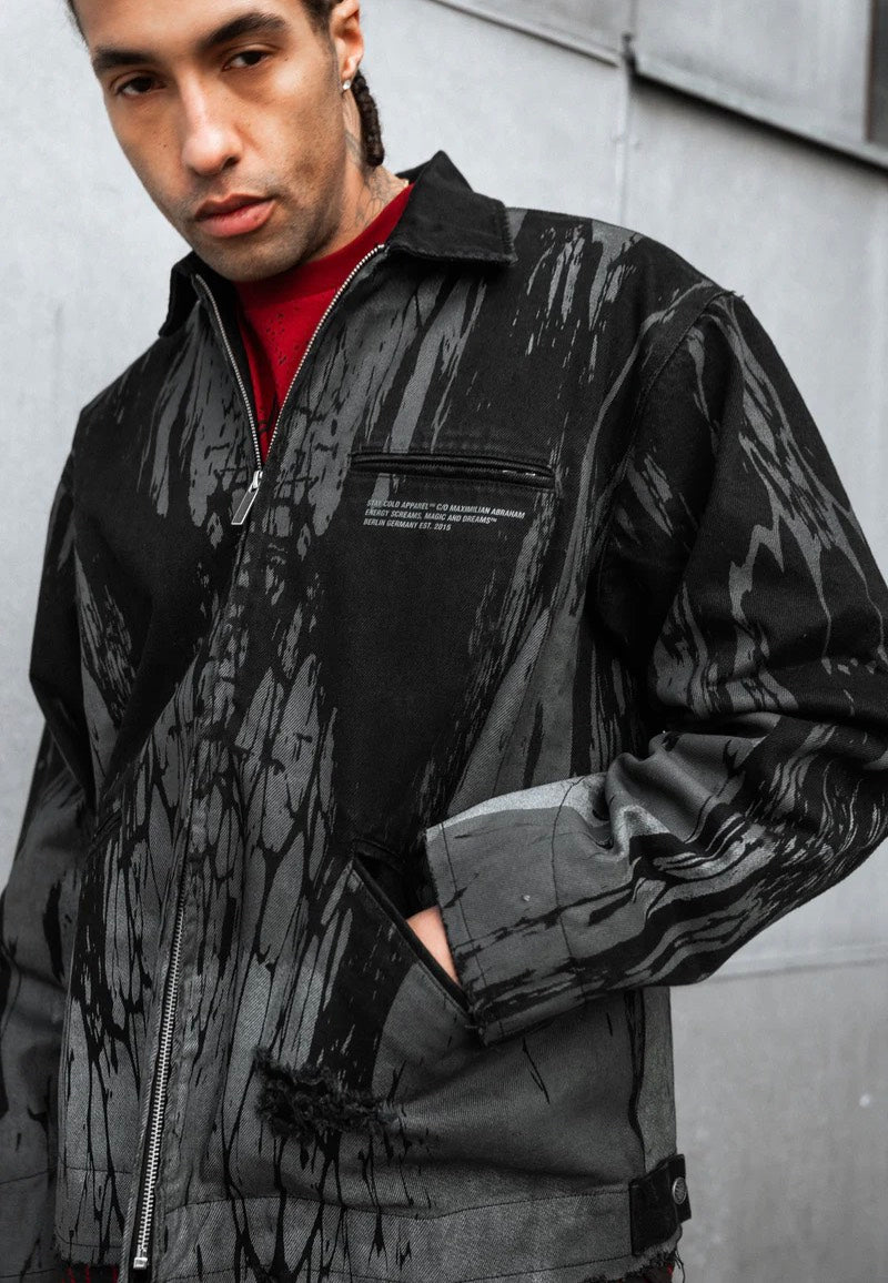 Stay Cold Apparel - Ash Grid Distressed Black - Jeans Jacket | Men-Image