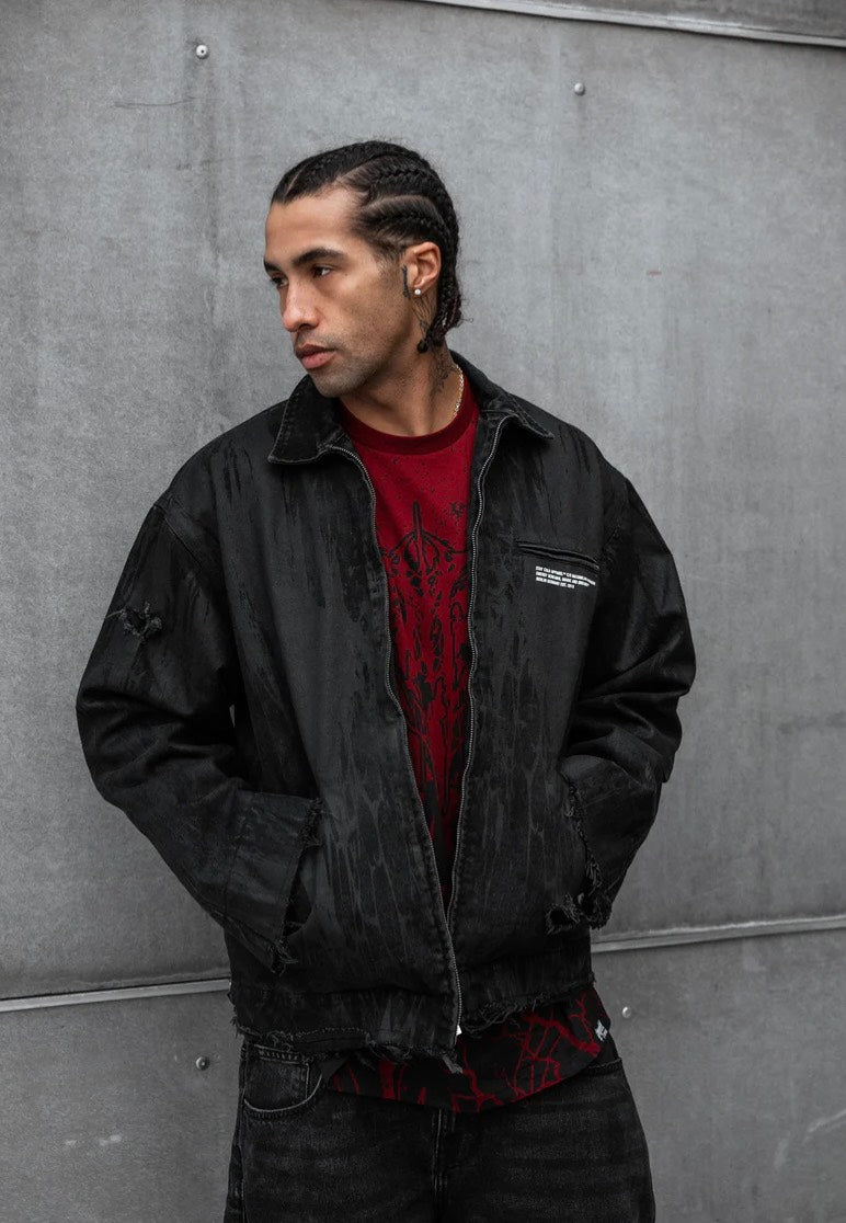 Stay Cold Apparel - Black Anvil Distressed Black - Jeans Jacket | Men-Image