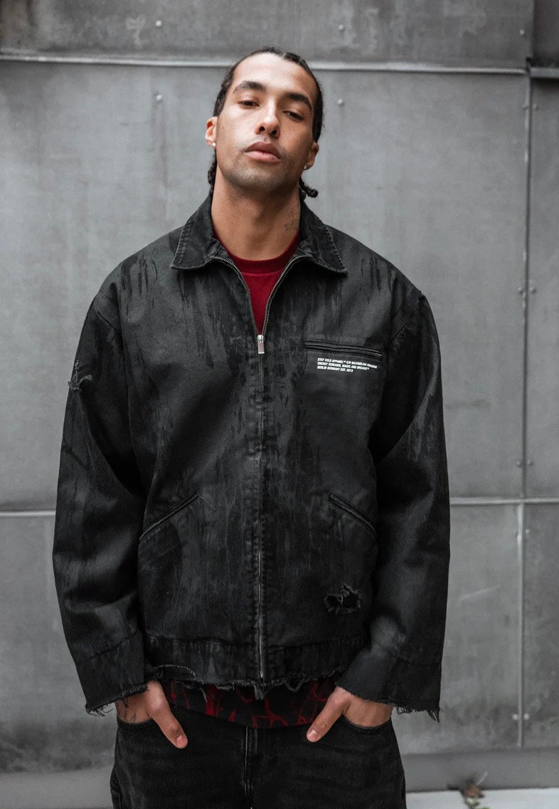 Stay Cold Apparel - Black Anvil Distressed Black - Jeans Jacket | Men-Image