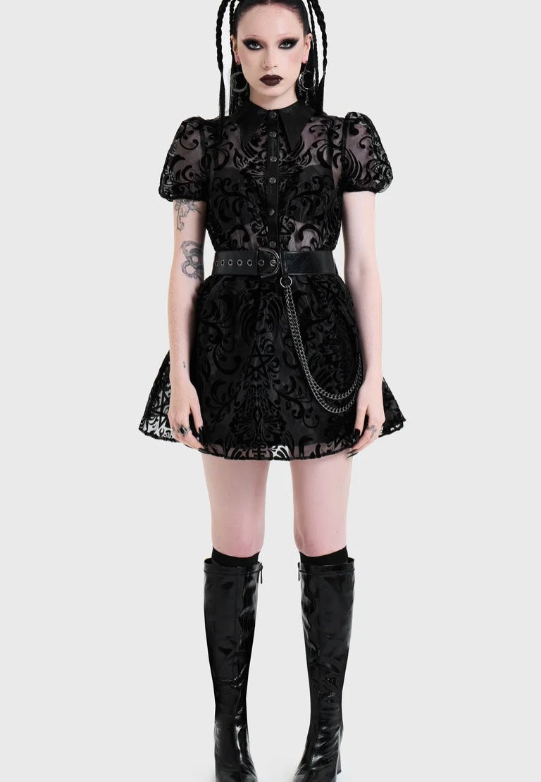 Killstar Bloodlust Organza Mini Black Vestido