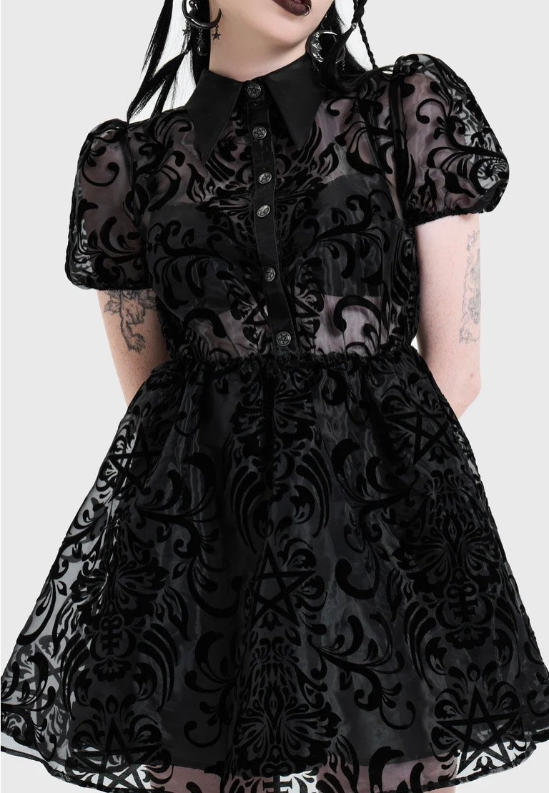 Killstar Bloodlust Organza Mini Black Vestido