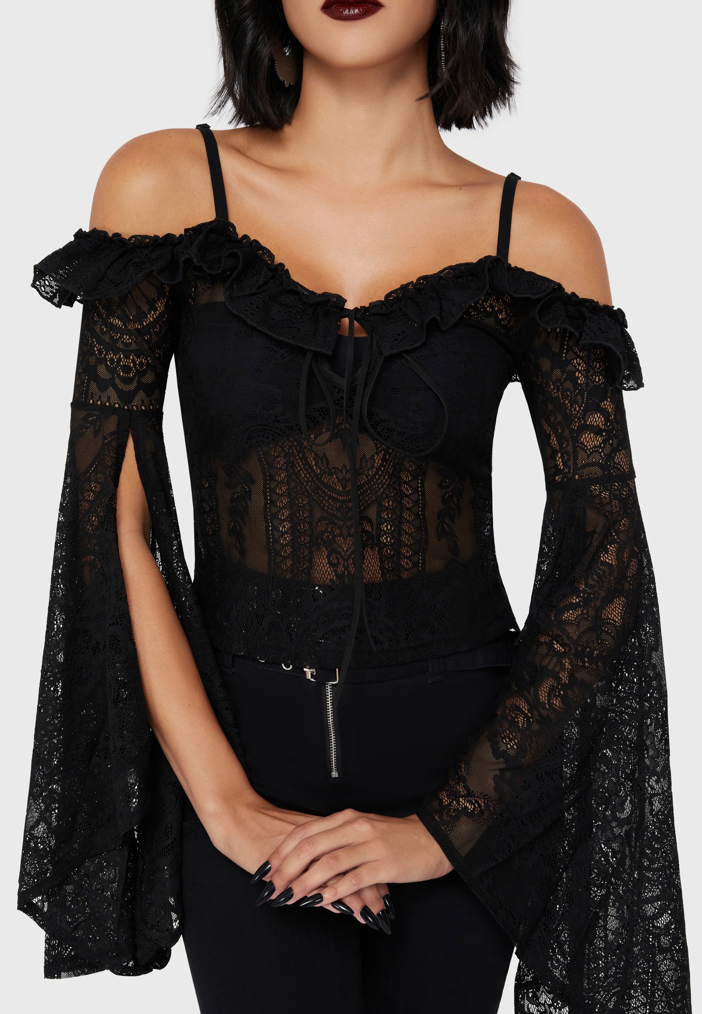 Killstar - Breathless Lace Black - Top | Women-Image