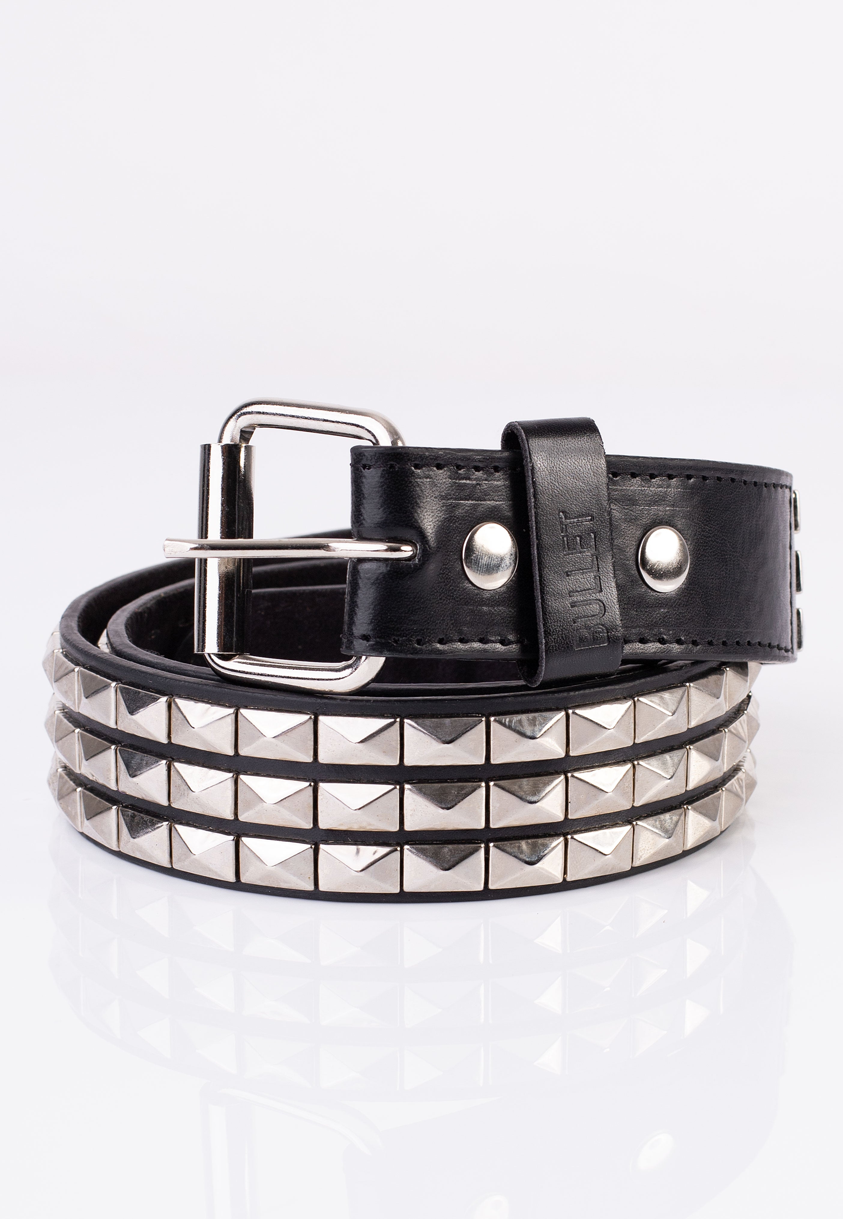 Bullet69 Row Long Silver Pyramid Studded Belt Nuclear Blast