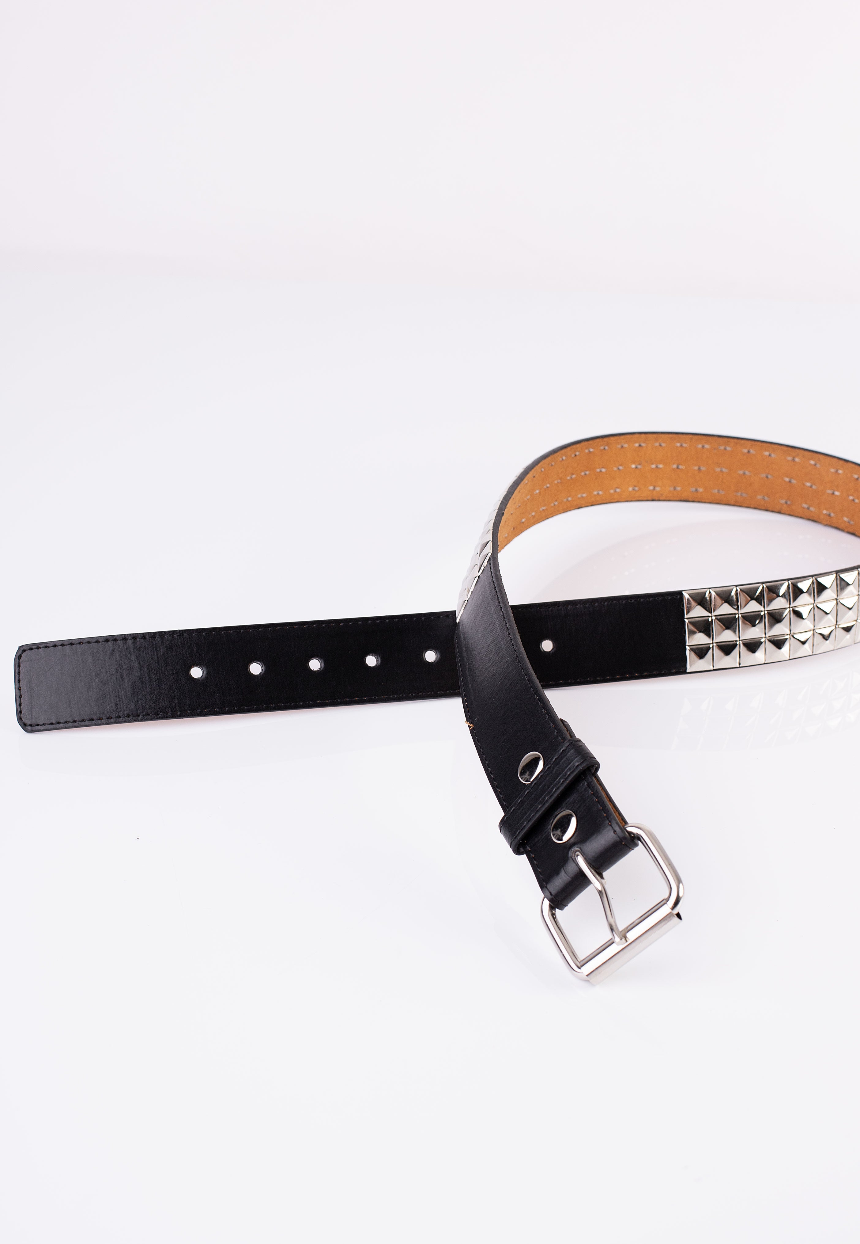 Bullet69 - 3 Row Silver Pyramid Studded - Belt | Neutral-Image