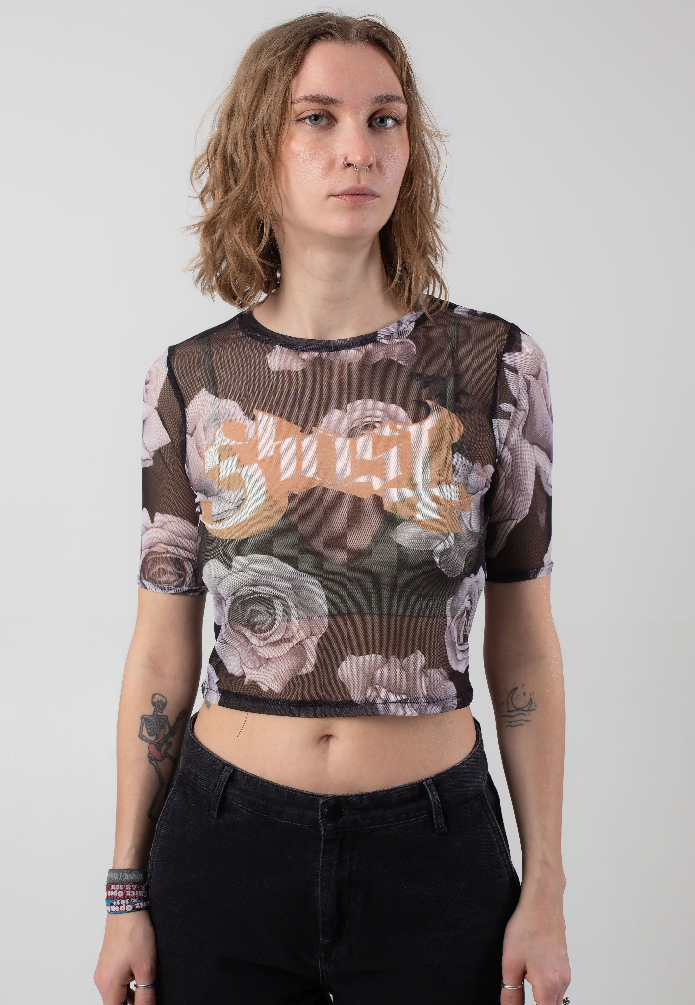 Ghost - Logo And Roses Mesh Cropped - Girly | Women-Image