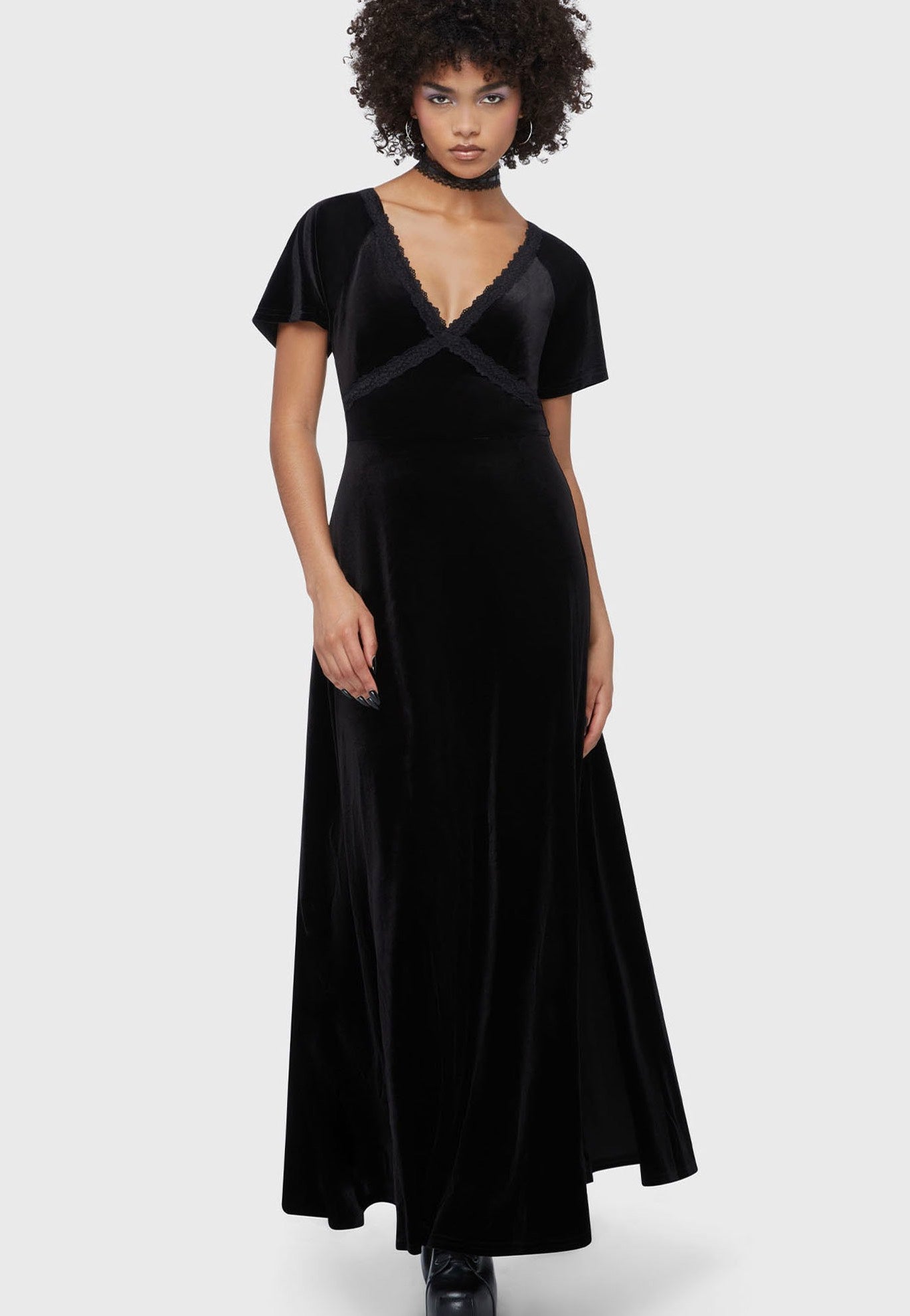 killstar dress Badlands Maxi Black Bat wing cups. Batphase Dress - L /