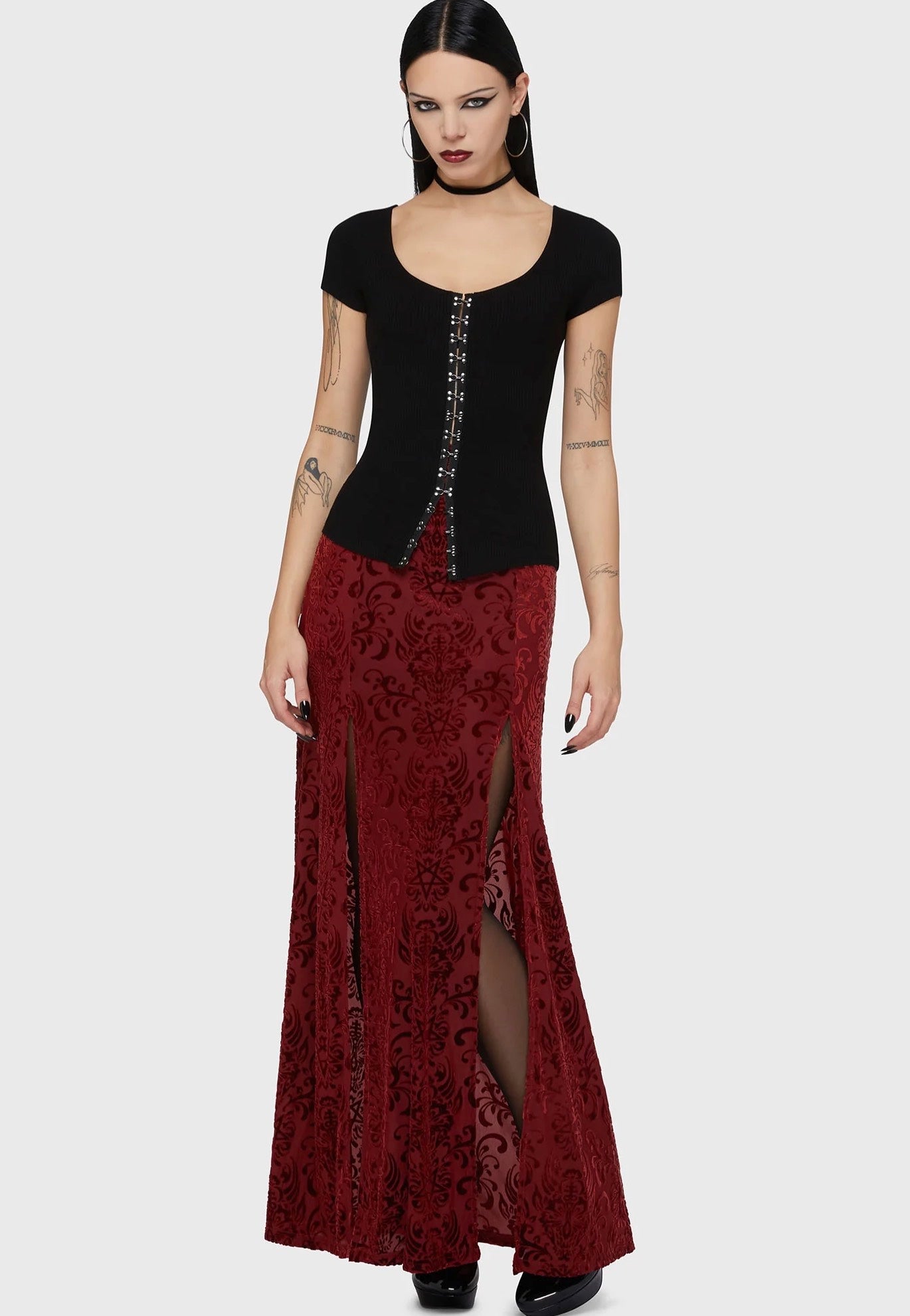 Killstar - Crimson Bloodlust Maxi Red - Skirt | Women-Image