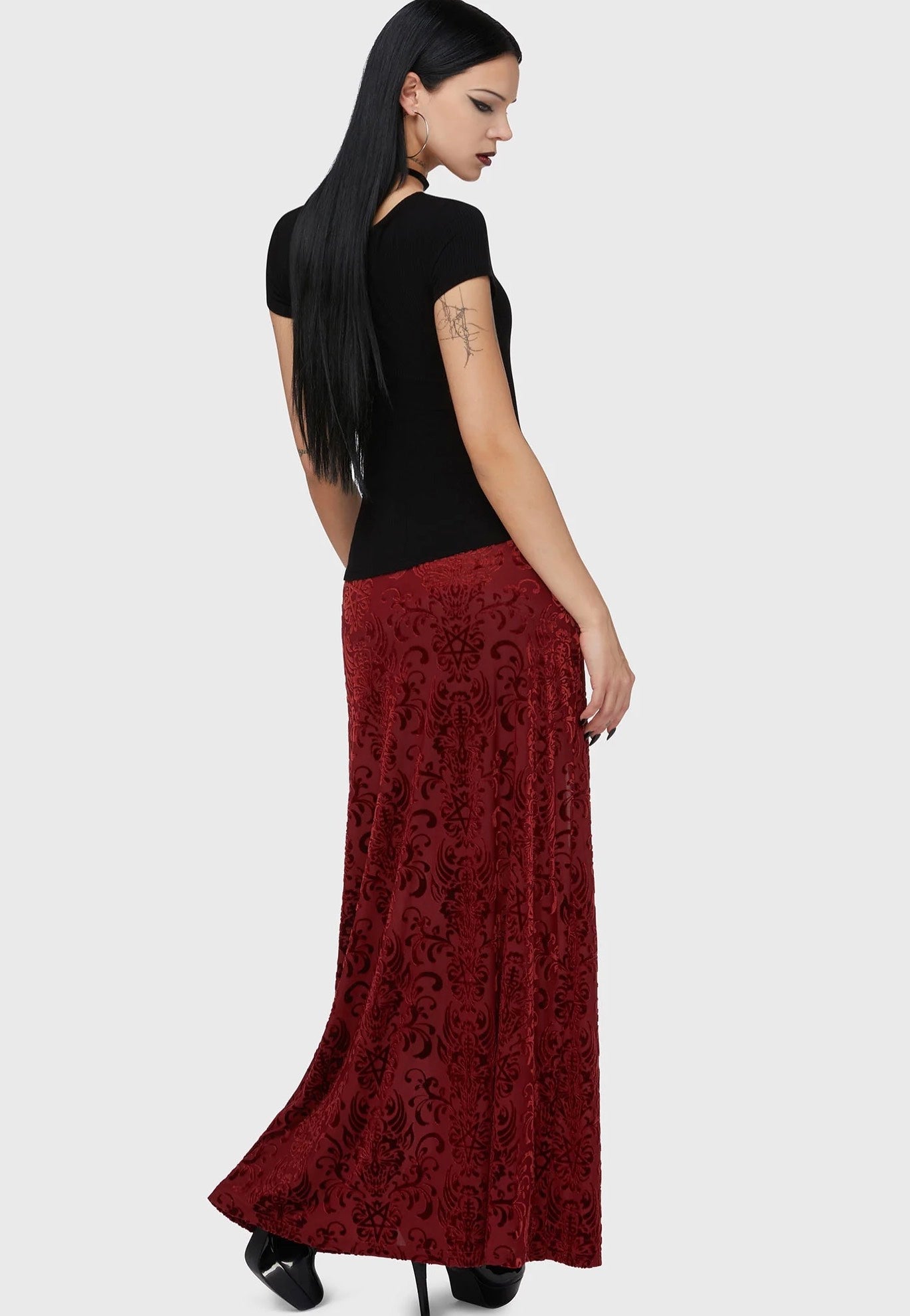 Killstar - Crimson Bloodlust Maxi Red - Skirt | Women-Image