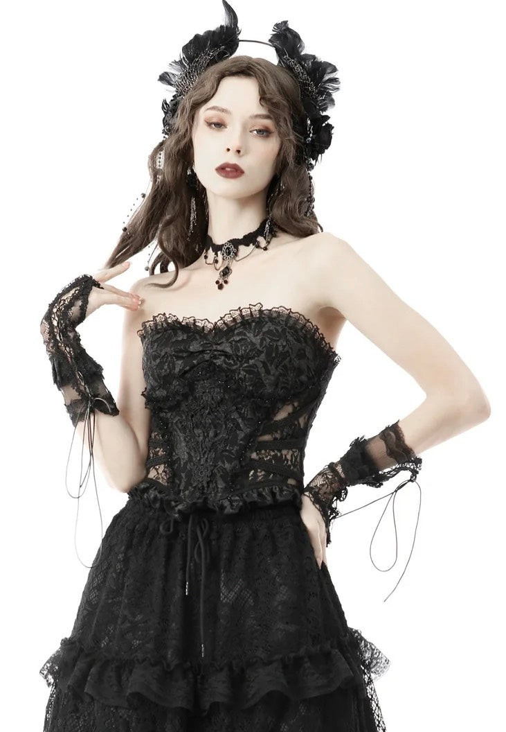 Dark In Love - Gothic Hollow Out Sexy Jacquard Black - Corset | Nuclear  Blast