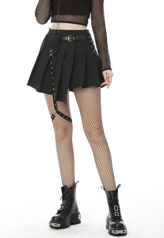 Dark In Love Punk Rock Locomotive Irreqular Black Minifalda