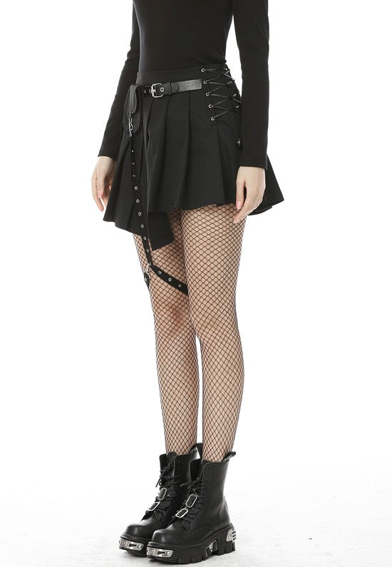 Dark In Love Punk Rock Locomotive Irreqular Black Minifalda