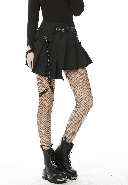 Dark In Love Punk Rock Locomotive Irreqular Black Minifalda