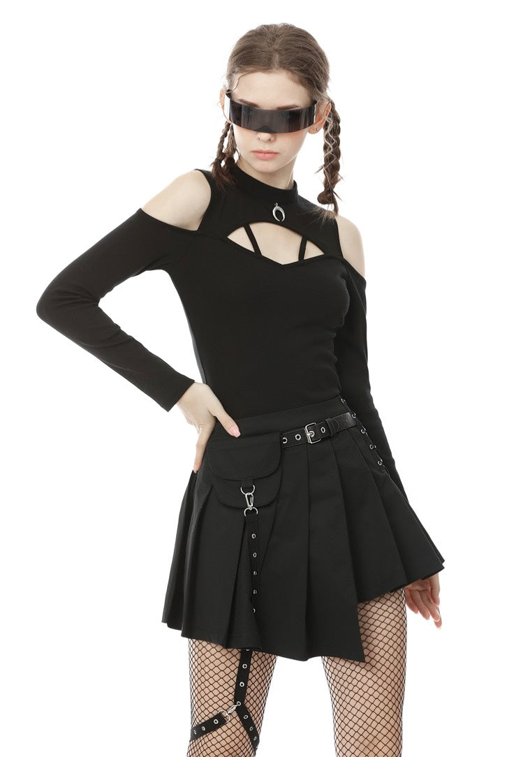 Dark In Love Punk Rock Locomotive Irreqular Black Minifalda