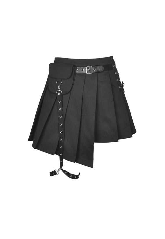 Dark In Love Punk Rock Locomotive Irreqular Black Minifalda