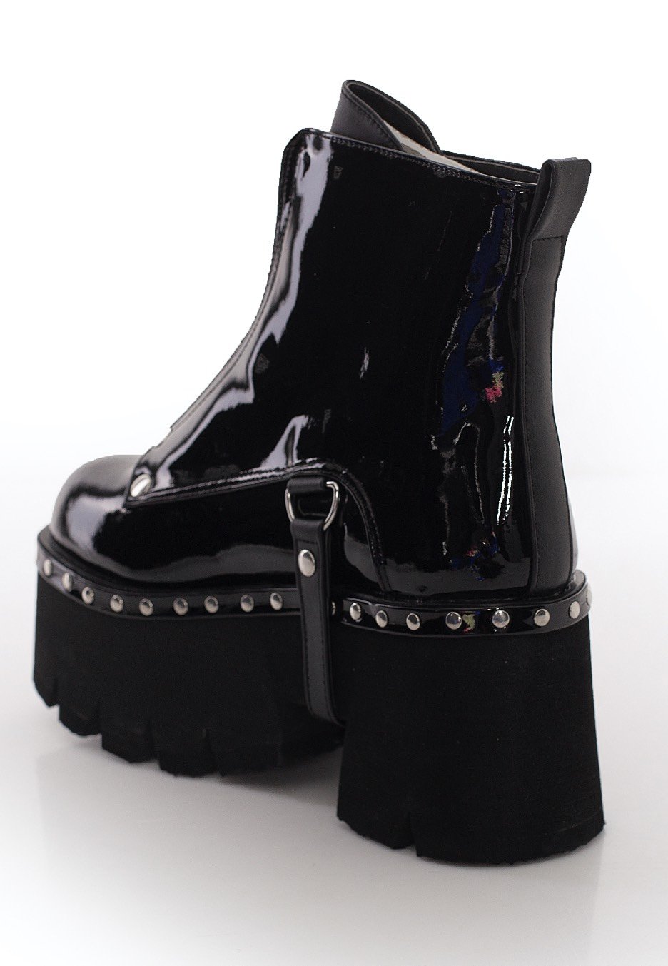 DemoniaCult - Ashes 100 Metal Front Zip Patent Vegan Leather - Girl Shoes