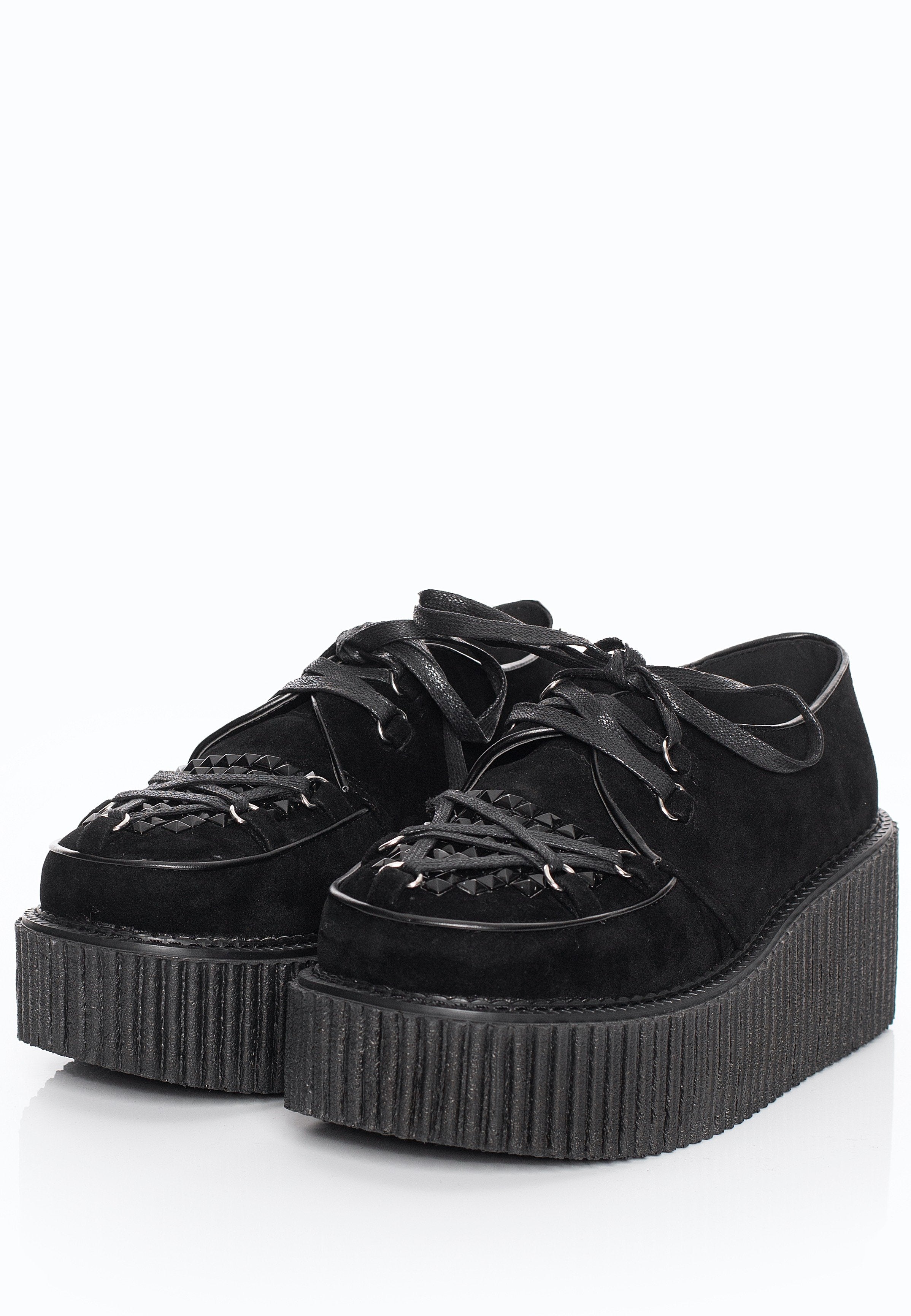DemoniaCult - Creeper 2016 Black Vegan Suede - Girl Shoes