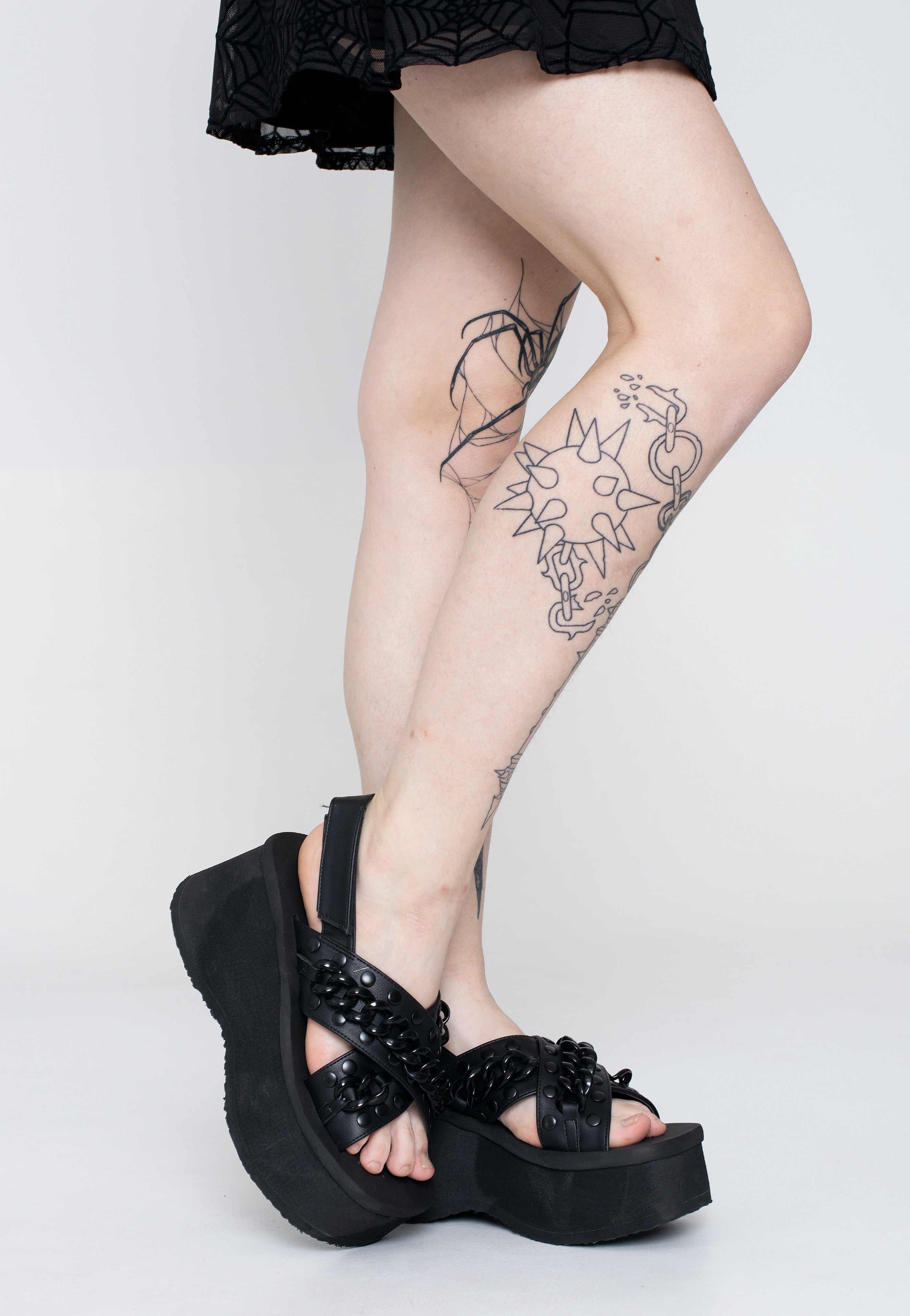 DemoniaCult - Funn 12 Black Vegan Leather - Girl Sandals | Women-Image